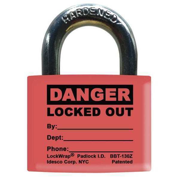 Idesco Padlock Label, 1-5/8inHx1-1/2inW, PK25, LMBBT126AAC - LMBBT126AAC