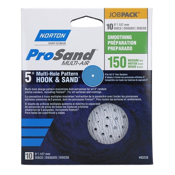 Norton Co 0 Sanding Disc, 5 in Dia, 1116 in Arbor, Coated, P150 Grit, Fine, Alumina Ceramic Abrasive, Spiral - 3220