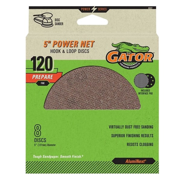 Gator Power Net Disc, 5 in Dia, 120 Grit, Fine - 4802