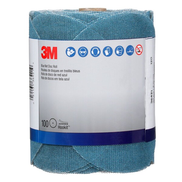 3M Blue Net Disc Roll 36421, 120, 6 in, 100 Discs/Roll, 8PK - 310W