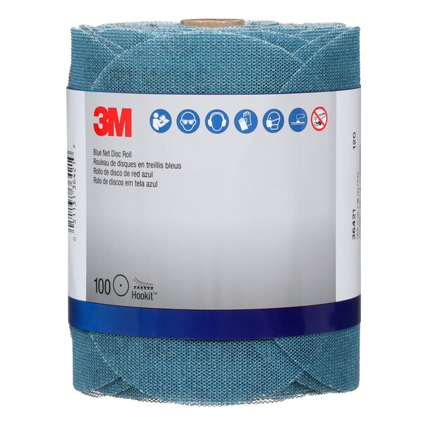 3M Blue Net Disc Roll 36421, 120, 6 in, 100 Discs/Roll, 8PK - 310W
