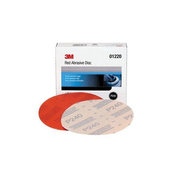 3M 3M Red Abrasive Hookit Disc, 01220, 6 in, P240, 50 discs per box, 50PK - 7000119783