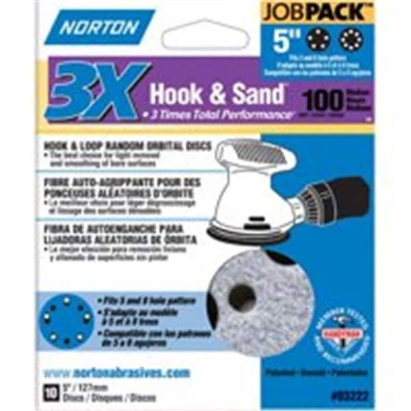Norton Co Norton 3222 Hook And Sand Paper Disc Pack 100 - 3308236