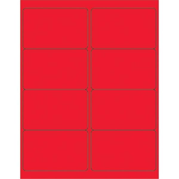 Box Partners Box Partners LL179RD 4 x 2.5 in. Fluorescent Red Rectangle Laser Labels - Pack of 800 - LL179RD