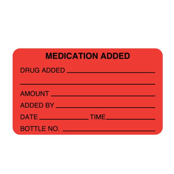 Nevs Medication Added Drug, Amount, By 1-7/16"x2-1/2" Flr Red w/Black - PMA-2260