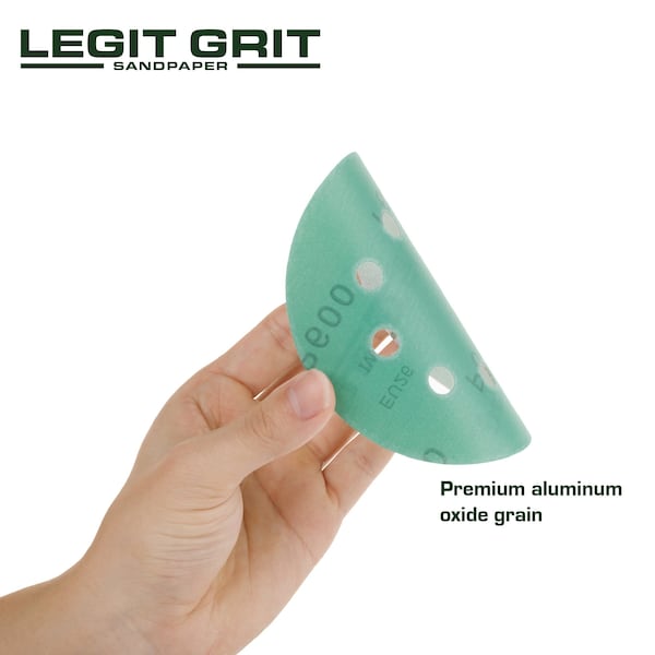 Legit Grit 5 inch Sand paper Disc, 8-Hole, 600 Grit, 100PK - LG5-8600-100