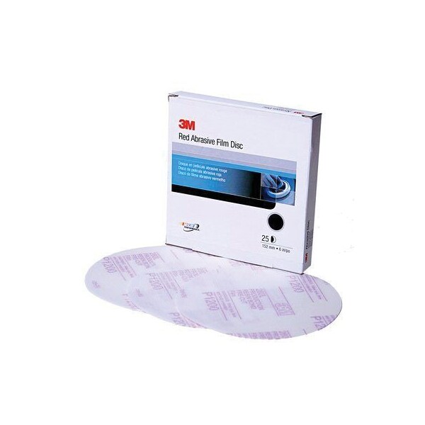3M 3M Red Abrasive Hookit Film Disc, 01185, 6 in, P12005, 25PK - 7000119791