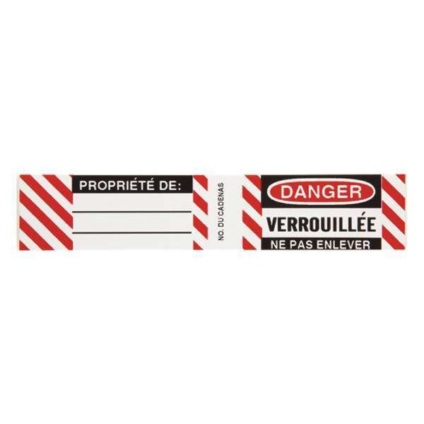 Brady Padlock Label, 3/4 In. H, 4 1/2 In. W, PK6, 50283 - 50283
