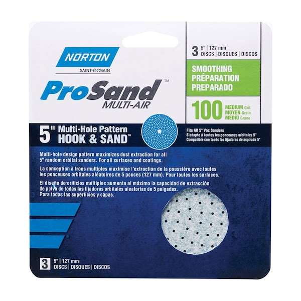 Norton Abrasives Norton ProSand 5 in. Ceramic Alumina Hook and Loop A975 Sanding Disc 100 Grit Medium 3 pk - 7660703231