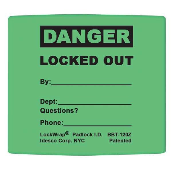 Idesco Padlock Label, 2-1/8inHx1-1/2inW, PK25, LMBBT124AAC - LMBBT124AAC