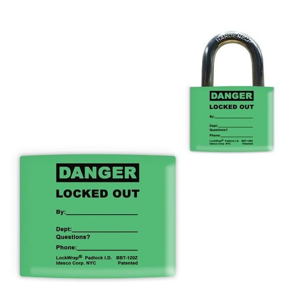 Idesco Padlock Label, 2-1/8inHx1-1/2inW, PK25, LMBBT124AAC - LMBBT124AAC