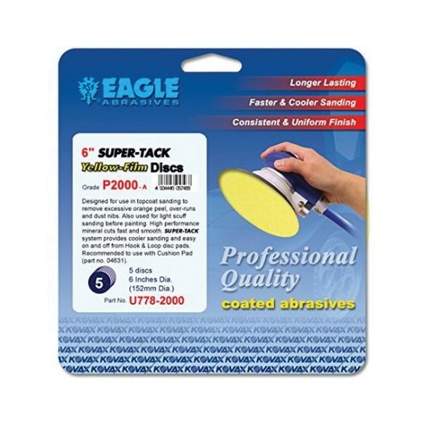 Eagle Abrasives 6in  Yel-Film Super-Tack Discs -P2000 J. Pak, 5PK - U778-2000
