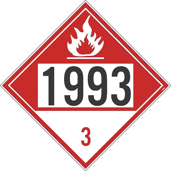 Nmc Dot Placard Sign, 1993 3, Flammable Liq, Pk10, Mounting Style: Adhesive-Backed - DL73BUV10