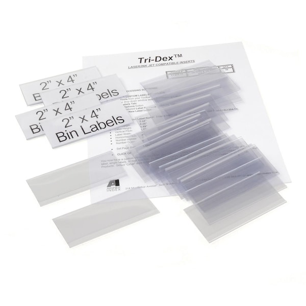 Aigner Index Tri-Dex Label Holder 2 x 4 for Stacking Bin, 25PK - TR-2400