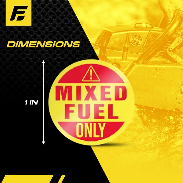 Fuel Stickers Mixed Fuel Sticker, 2-Cycle Label: Fuel Can & Outdoor Power Equip., Hvy-Dty, 1'' Dia, 20PK - Z-1RMFO-20PK