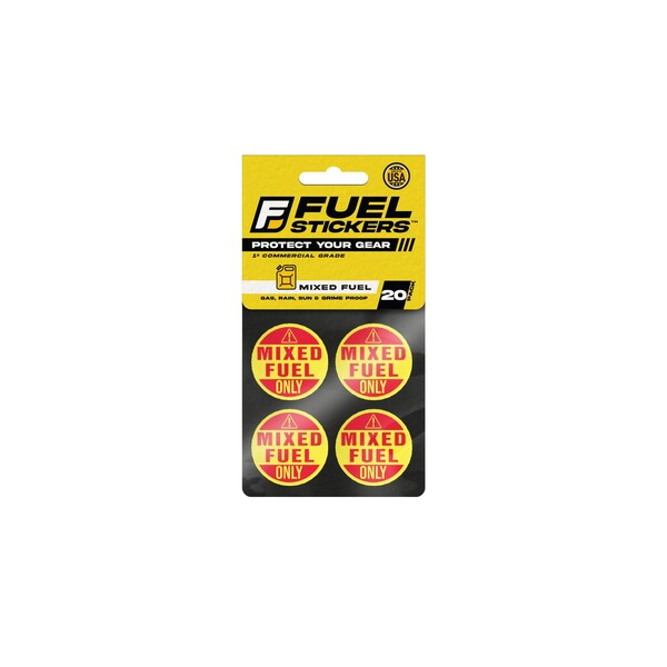 Fuel Stickers Mixed Fuel Sticker, 2-Cycle Label: Fuel Can & Outdoor Power Equip., Hvy-Dty, 1'' Dia, 20PK - Z-1RMFO-20PK