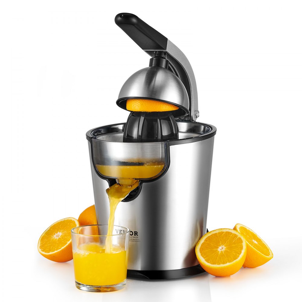 VEVOR Electric Citrus Juicer, Orange Juice Squeezer with Two Size Juicing Cones, 300W Stainless Steel Orange Juice Maker with Soft Grip Handle, For Oranges, Grapefruits, Lemons and Other Citrus Fruits - DDNCJ300WYBX7UR9MV1
