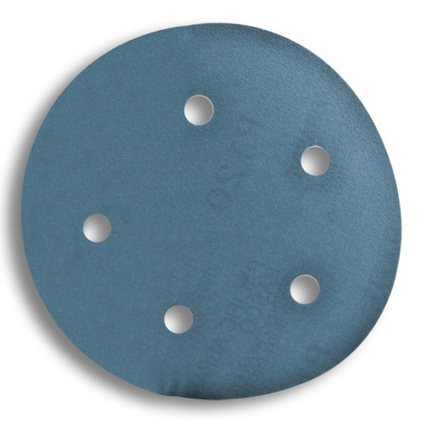 Pasco Hook-and-Loop Sanding Disc, 5 in. Dia, 5 Hole, 80 Grit - P6.24-05080V5