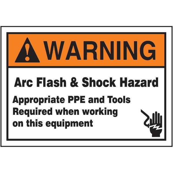 Accuform Label, 3-1/2x5, Warning Arc Flash and, LELC370XVE - LELC370XVE