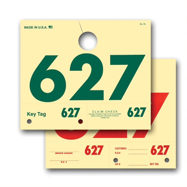 Car Dealer Depot Service Dispatch Nums, Hang Tags, 3 And 4 Digit, 1000 Per Set Rl-78 Pk - 200