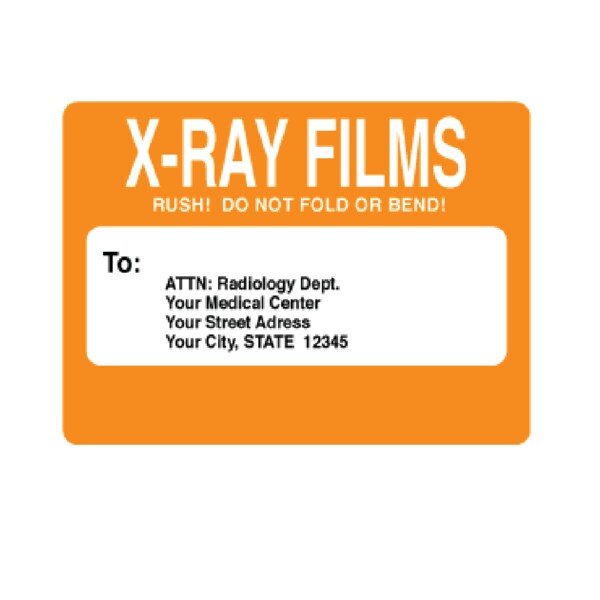 Nevs Return - X-Ray Films Your Med. Cntr2-15/16"x3-1/2" White w/Ornge & Blk - PR-2-O