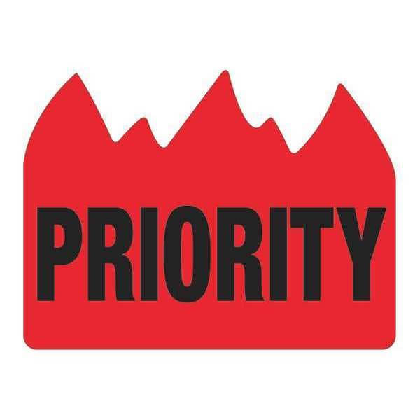 Tape Logic Tape Logic Flame Labels, "Priority" (Bill of Lading), 1 1/2" x 2", Red/Black, 500/Roll - DL1391