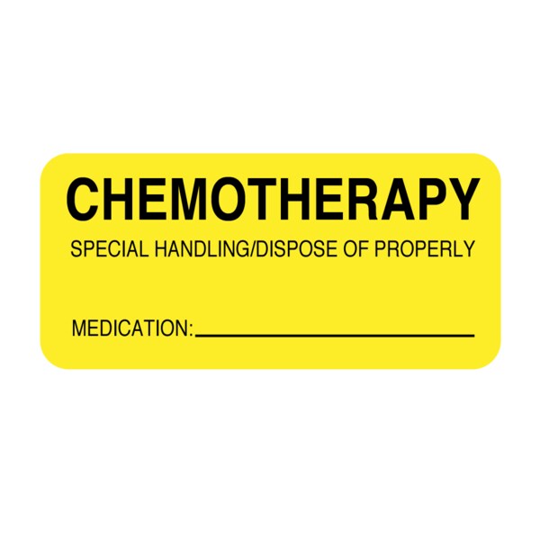 Nevs Label, Chemotherapy Special Handling 15/16" x 2" Yellow w/Black - P-6258