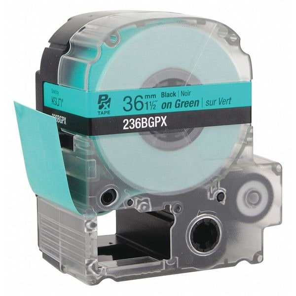 Labelworks Px Black Ink/Green Tape, 1-1/2" W - 236BGPX
