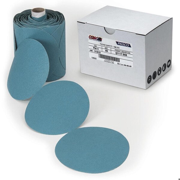 Cgw Abrasives Q711T Hook and Loop Disc, 5 in Dia, P180 Grit, Fine Grade, Aluminum Oxide Abrasive, Mylar Film Backi - 51307