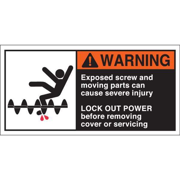 Brady Warning Label, 2-1/2inHx5inW, HP Poly., PK5, 96165 - 96165