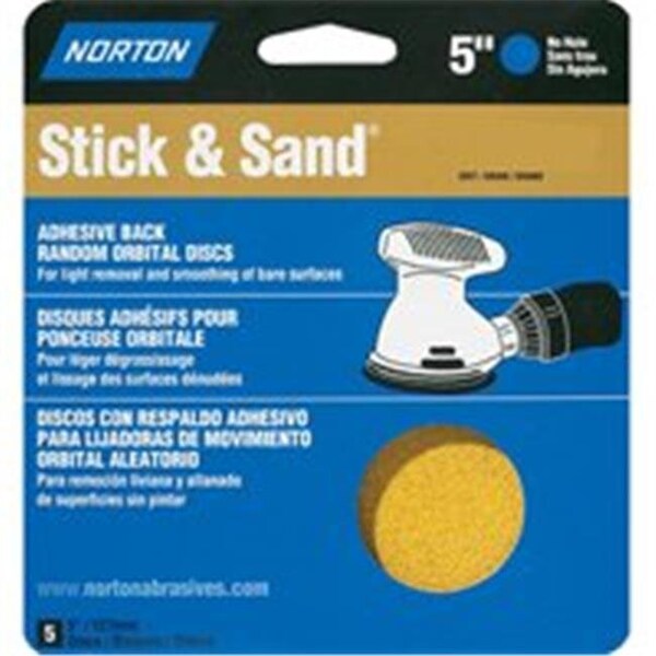 Norton Co Norton 48907 5 x 5 No Hole Stick & Sand Disc Handy Pack Grit 80 - 3308814