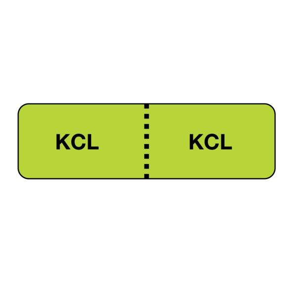 Nevs IV Drug Line Label - KCL/KCL 7/8" x 3" Flr Chart w/Black - N-17498