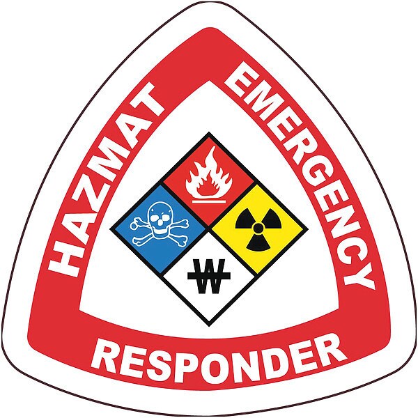 Nmc Hazmat Emergency Responder Hard Hat Label, Pk25, Material: Reflective Vinyl Sheeting - HH138R