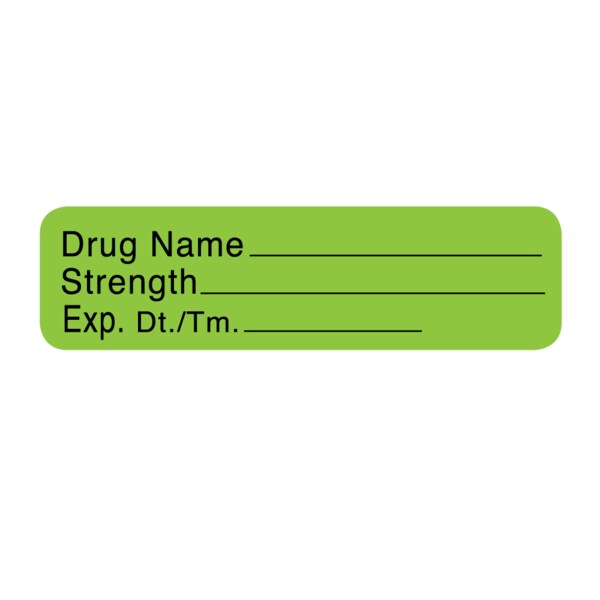 Nevs Label, Blank Drug Name, Strength, Exp. Dt/Tm 1/2"x1-1/2" Green w/Black - SANTW-0023