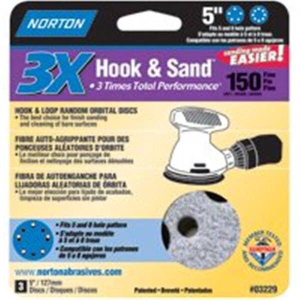 Norton Co Norton 3229 Hook And Sand Paper Disc Pack 150 - 3309143