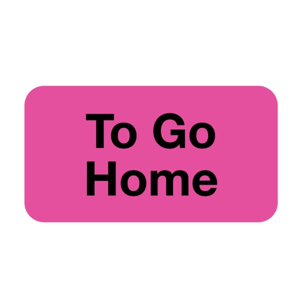 Nevs Label, To Go Home 7/8" x 1-5/8" Flr Pink w/Black - VW-0012