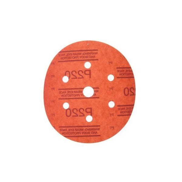 3M 3M Red Abrasive Hookit Disc D/F, 01142, 6 in, P220, 50 discs per box, 50PK - 7000045457