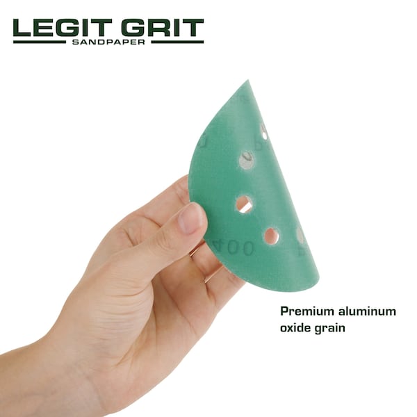 Legit Grit 5 inch Sand paper Disc, 8-Hole, 400 Grit, 100PK - LG5-8400-100