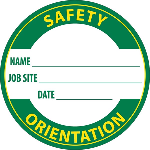 Nmc Safety Orientation Name: Job Site Hard Hat Label, Pk25, Material: Pressure Sensitive Vinyl .002 - HH168
