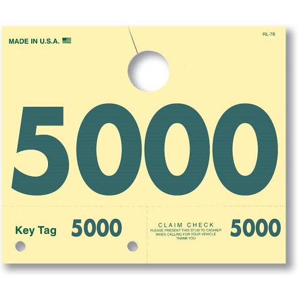 Car Dealer Depot Service Dispatch Numbers, Hang Tags, 4 Digit, Rl-78: 5000-5999 Pk - 215