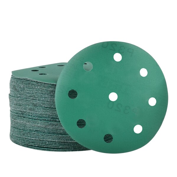 Legit Grit 5 inch Sand paper Disc, 9-Hole, 320 Grit, 50PK - LG5-9320-50