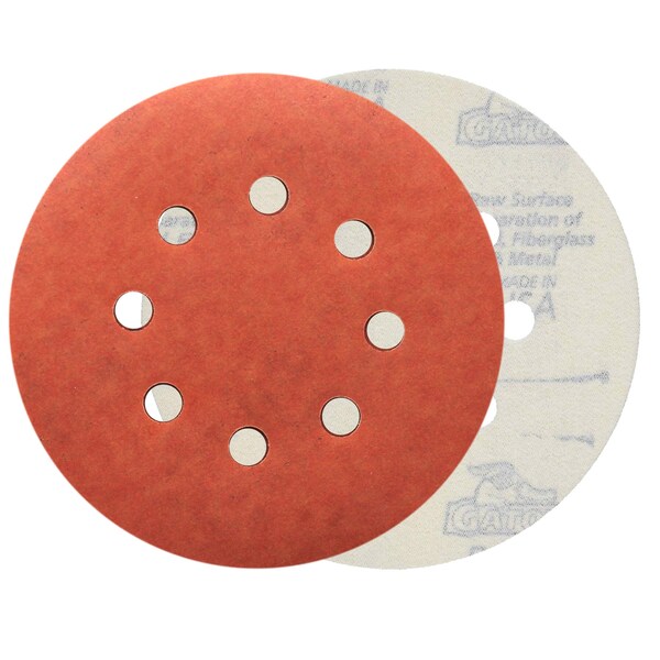 Gator Finishing 5" Red Resin Random Orbit Sander Hook and Loop Discs, 320 Very Fine Finish - 4339