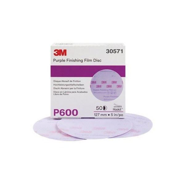 3M 3M Hookit Purple Finishing Film Disc, 30571, 5 in, P600, 50PK - 7100122801