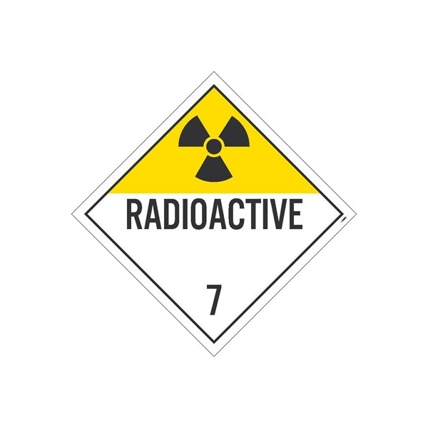Nmc Radioactive 7 Dot Placard Sign, Pk100, Material: Adhesive Backed Vinyl - DL16P100
