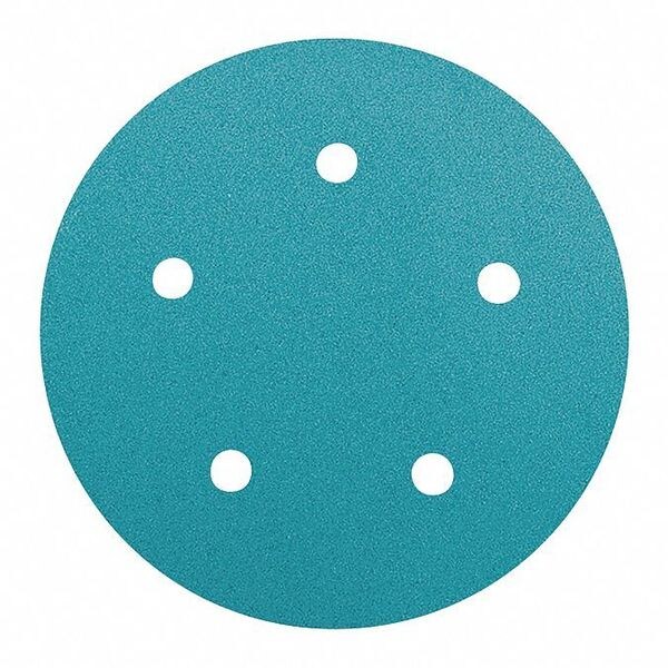 Dynabrade Disc, 5"dia., AO, 180G, Vacuum0, 5" Dia, Multi-Hole, Aluminum Oxide, 180 Grit, Coated Type - 79364