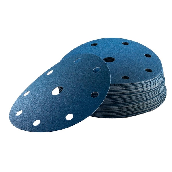 Uneeda 6 in Dia, 9 holes, Aluminum Oxide, 180 Grit, Coated Type - M-177204
