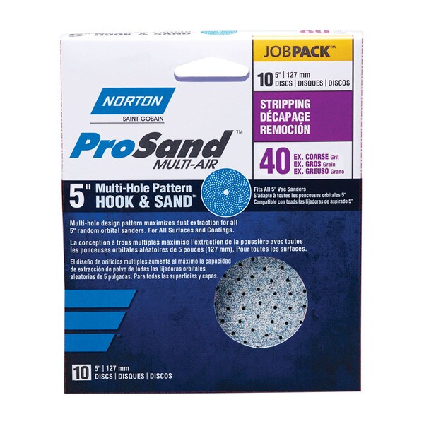 Norton Abrasives 5 in Dia, Zirconia Alumina, 40 Grit, Coated Type - 07660703225