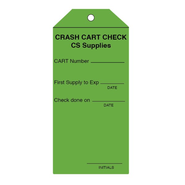 Nevs Label, Crash Cart Check CS Supplies 6-1/4" x 2-7/8" Green w/Black Pack - P-8534