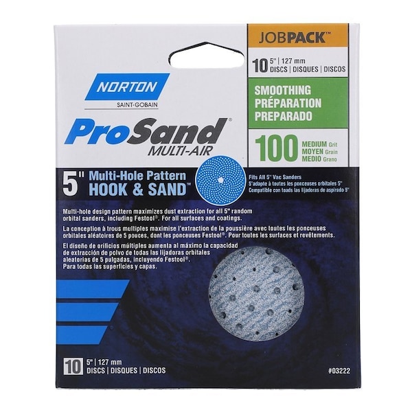 Norton Co 0 Sanding Disc, 5 in Dia, 1116 in Arbor, Coated, P100 Grit, Medium, Alumina Ceramic Abrasive - 3222