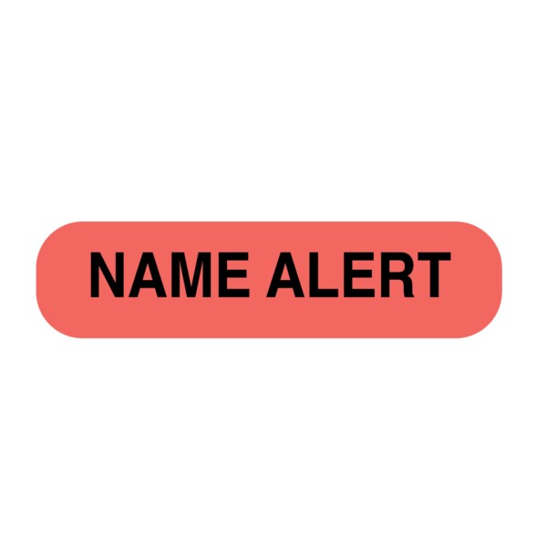 Nevs Name Alert 5/16" x 1-1/4" Flr Red w/Black - N-2400